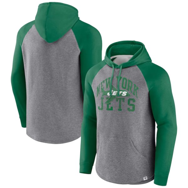 Men's New York Jets Fanatics Branded Heather Gray Favorite Arch Raglan Pullover