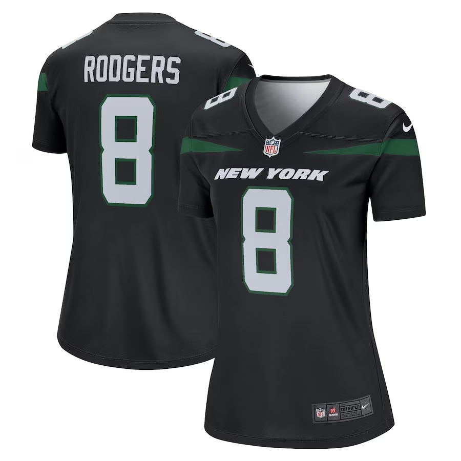 New York Jets Aaron Rodgers Nike Stealth Black Alternate Legend Player Jersey