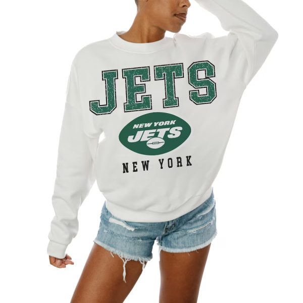New York Jets Gameday Couture Women's Sunday Drives Oversized Crewneck Pullover