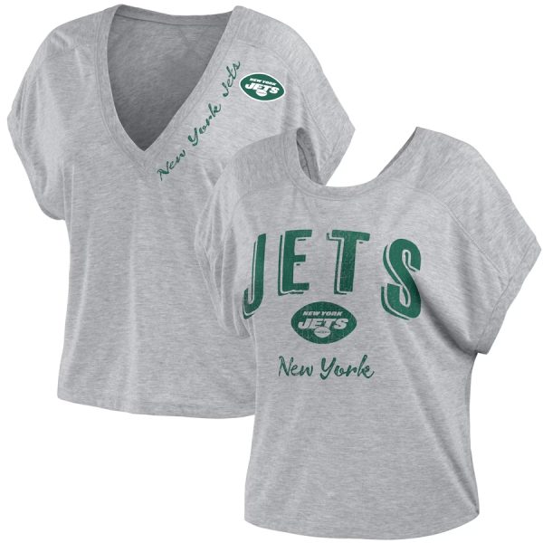 New York Jets WEAR by Erin Andrews Heather Gray Reversible T-Shirt