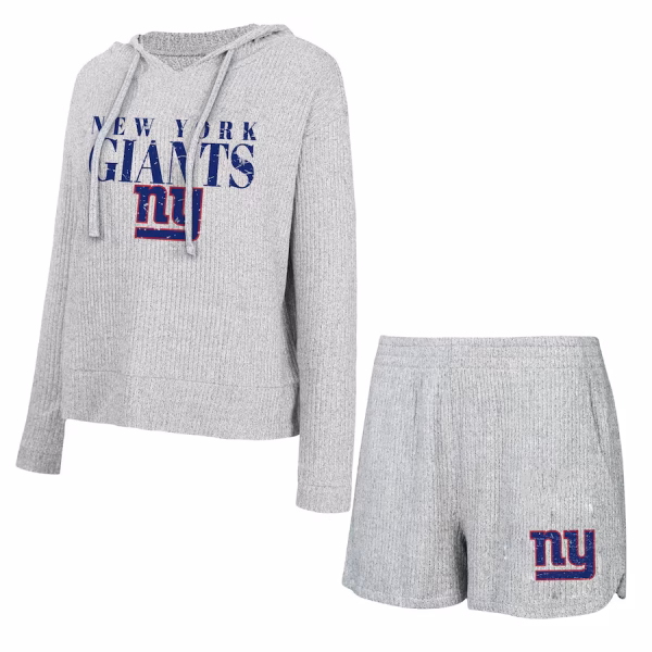 New York Giants Women's Juniper Long Sleeve Hoodie T-Shirt & Shorts Set