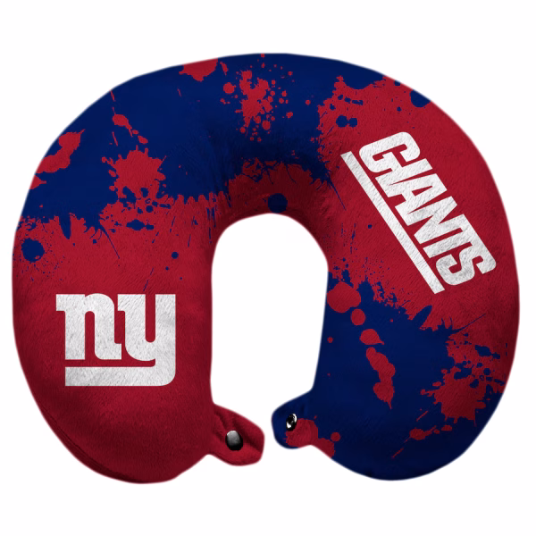 New York Giants Splatter Polyester Snap Closure Travel Pillow