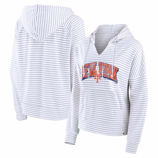 New York Mets Women's Striped Pullover Hoodie