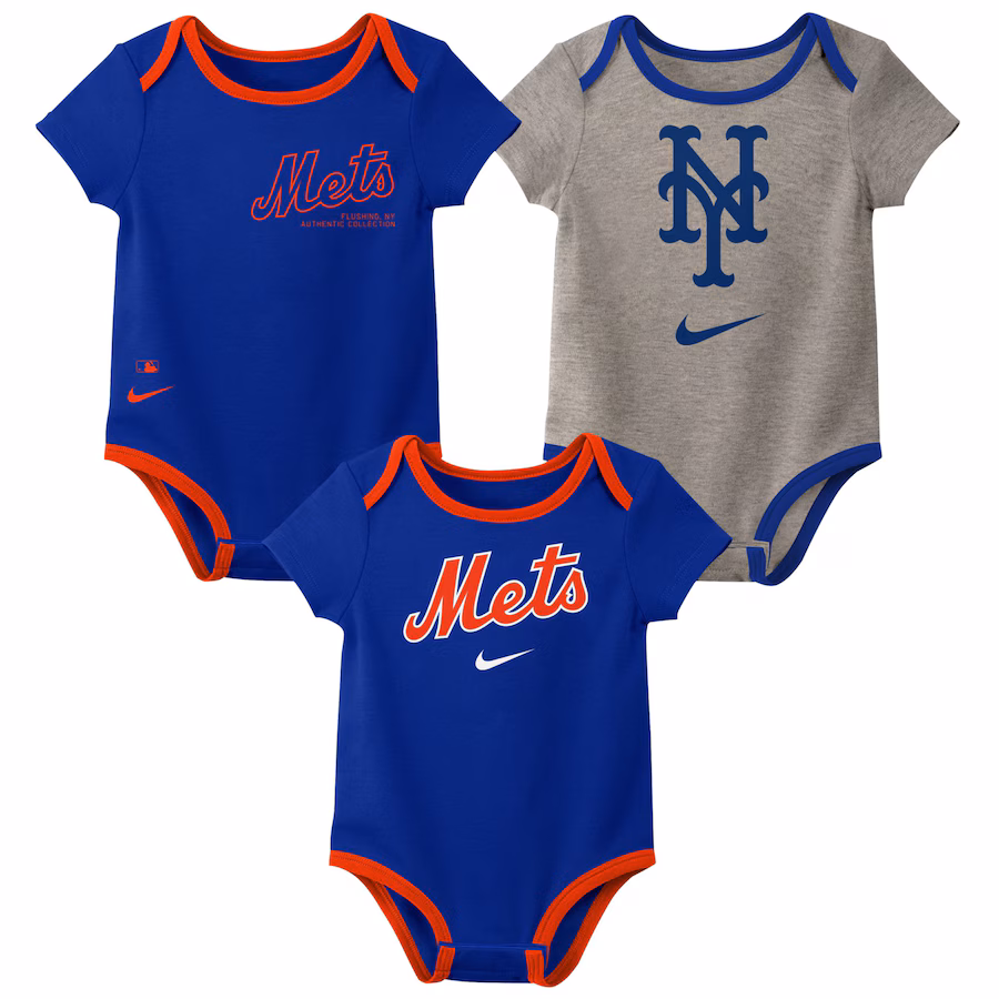 New York Mets Nike Newborn & Infant Three-Pack Bodysuit Set