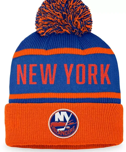 NHL Adult New York Islanders Blue Pom Cuffed Beanie