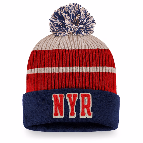 New York Rangers Fanatics True Classics Cuffed Knit Hat with Pom