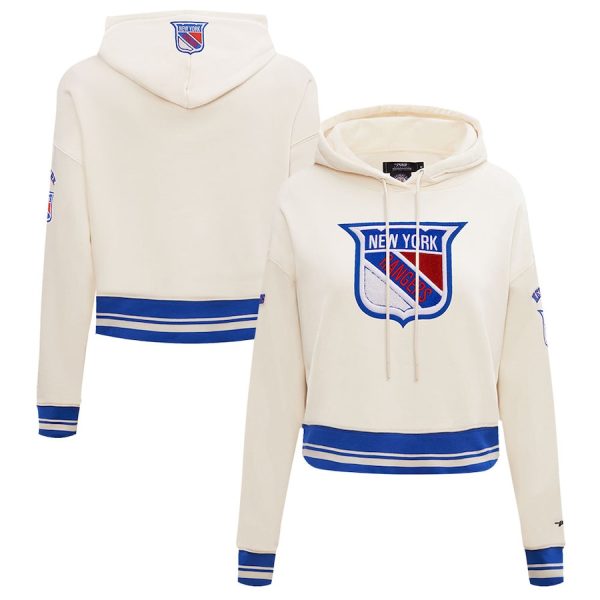 New York Rangers Pro Standard Women's Retro Classic Fleece Cropped Pullover Hoodie